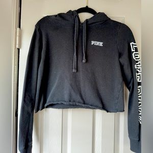 PINK black cropped hoodie